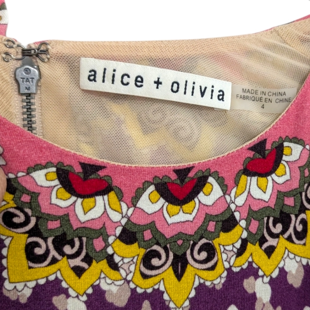 Alice + Olivia Purple Multi-Print Midi Dress - Picture 10 of 11